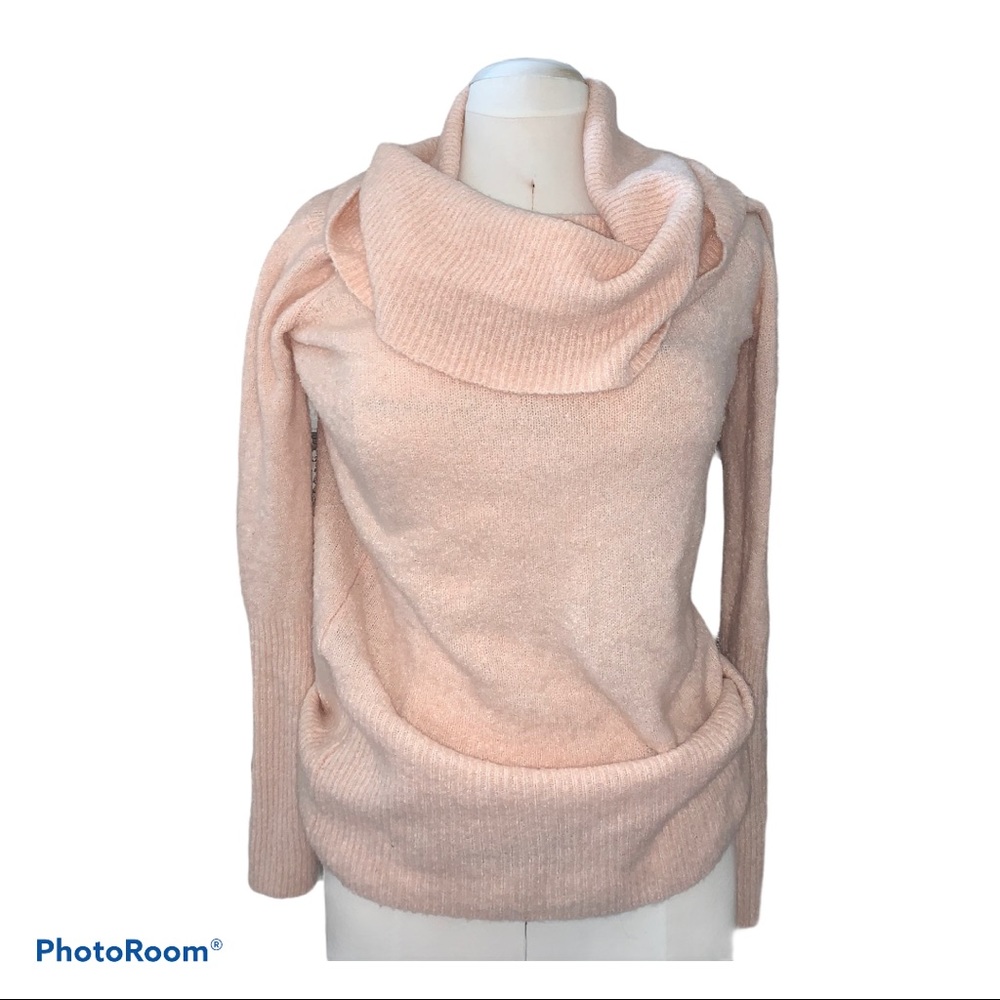 Trouve Cowl Neck Off the Shoulder Sweater In Blush